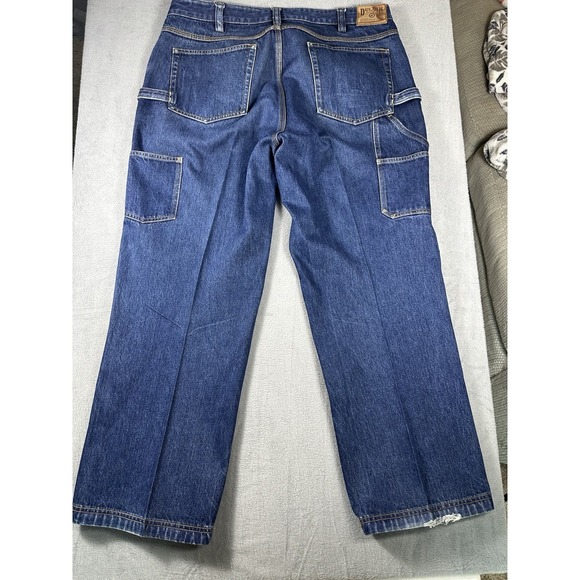 Duluth Trading Co. Carpenter Jeans Men 40x30 Tag 38W Blue Denim Double Knee - Picture 4 of 7